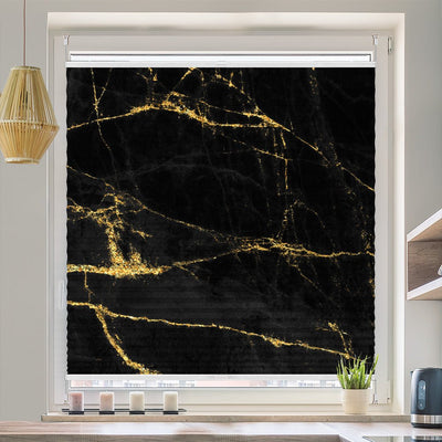Wabenplissee Motiv Marmor schwarz gold - La-Melle