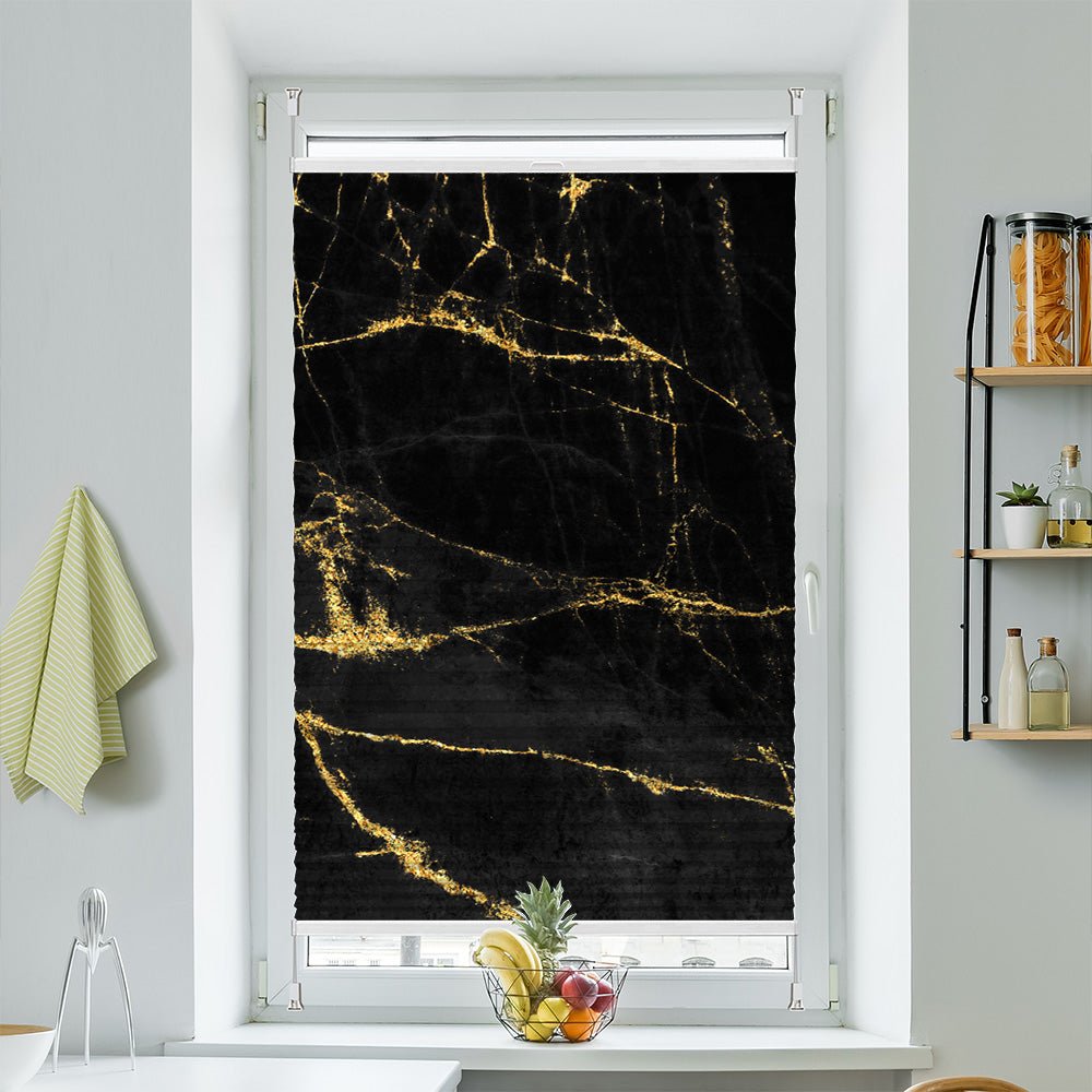 Wabenplissee Motiv "Marmor schwarz gold" - La-Melle