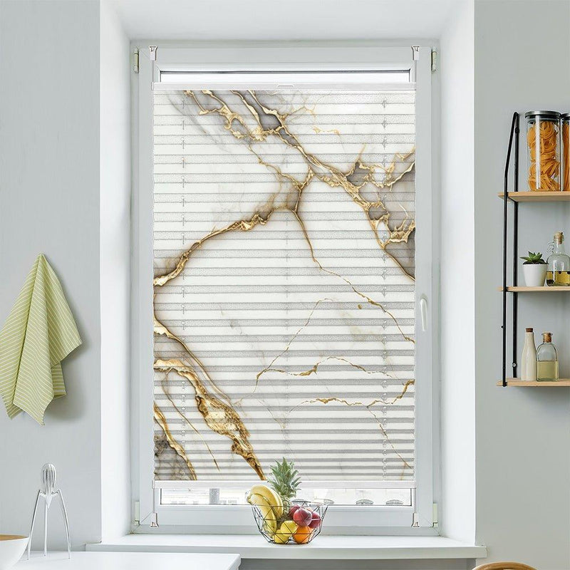 Plissee Motiv "Marmor weiss gold" - La-Melle