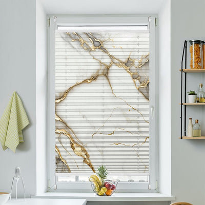 Wabenplissee Motiv Marmor weiss gold - La-Melle