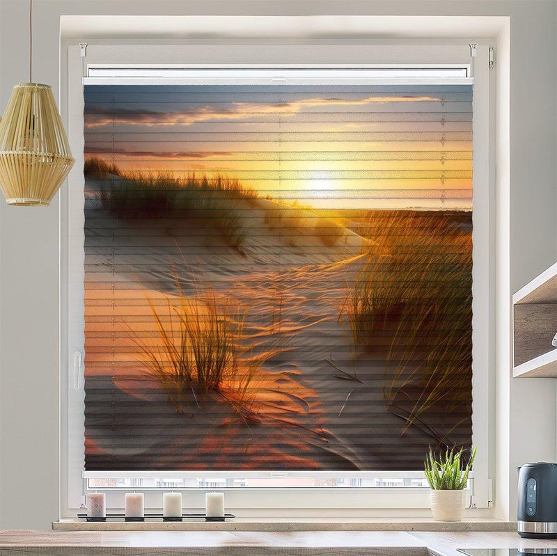 Wabenplissee Motiv "Düne Küste Sonnenuntergang" - La-Melle