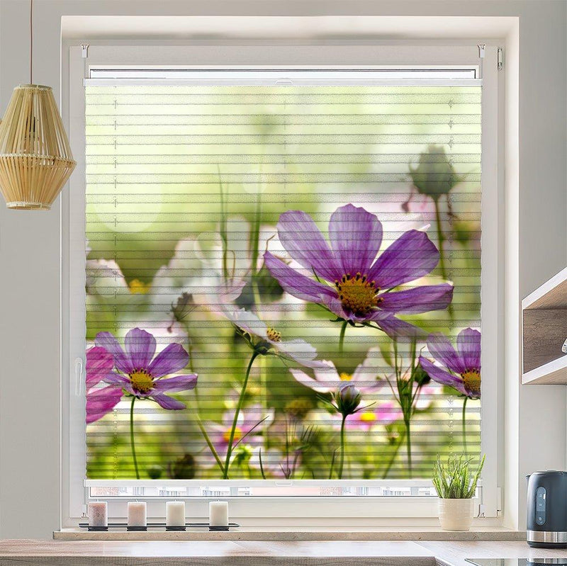 Wabenplissee Motiv "Mohn Blumenwiese rosa lila" - La-Melle