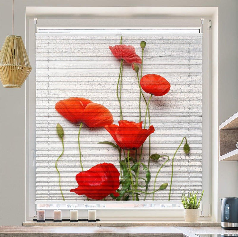 Plissee Motiv "Mohn rot" - La-Melle