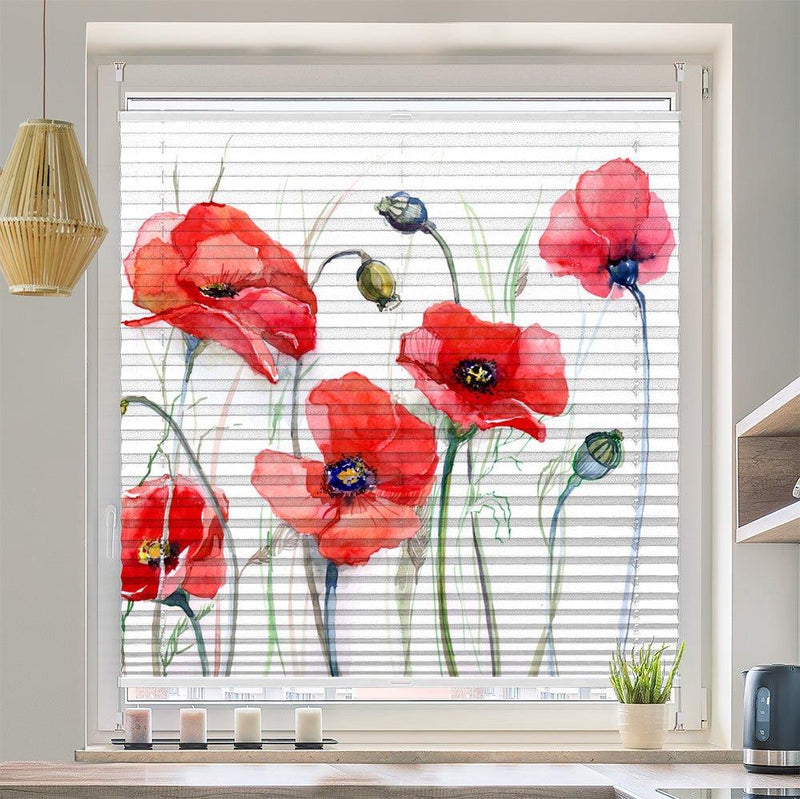 Plissee Motiv "Mohnblumen gemalt" - La-Melle