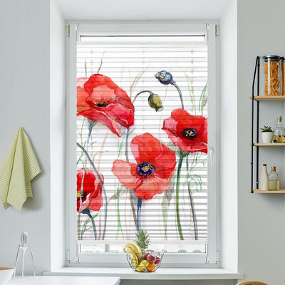 Plissee Motiv Mohnblumen gemalt - La-Melle