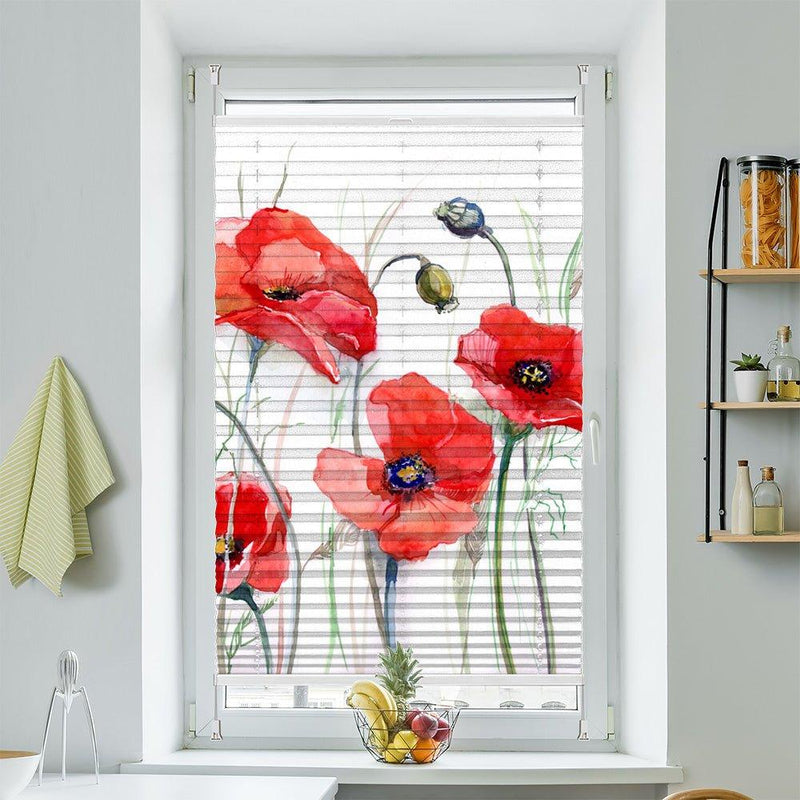 Plissee Motiv "Mohnblumen gemalt" - La-Melle