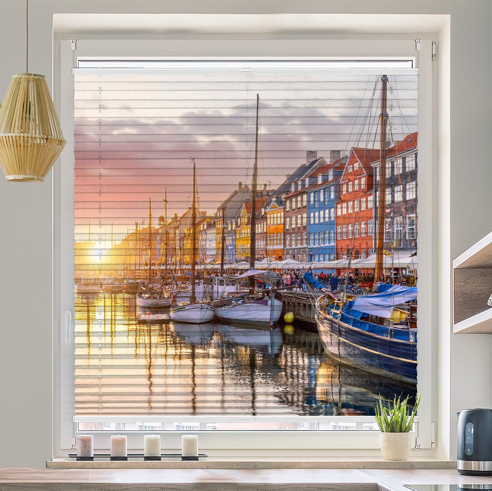 Wabenplissee Motiv "Nyhavn Kopenhagen Alter Hafen Daenemark" - La-Melle