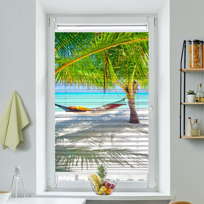 Wabenplissee Motiv Hängematte Strand Palmen - La-Melle