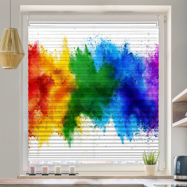 Wabenplissee Motiv "Regenbogen Farbexplosion"