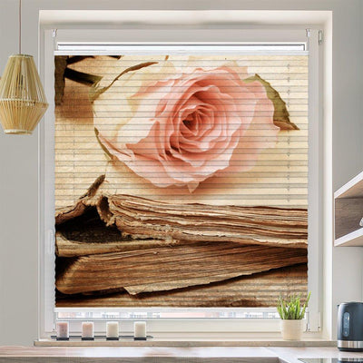 Plissee Motiv Rose Buch vintage - La-Melle