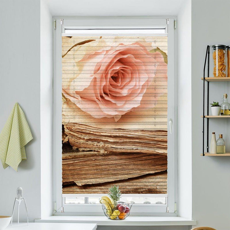 Plissee Motiv "Rose Buch vintage" - La-Melle