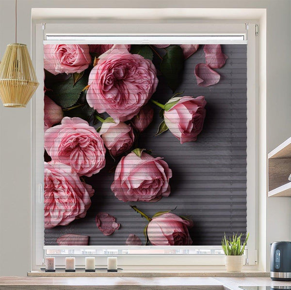 Plissee Motiv "Rose pink shabby"