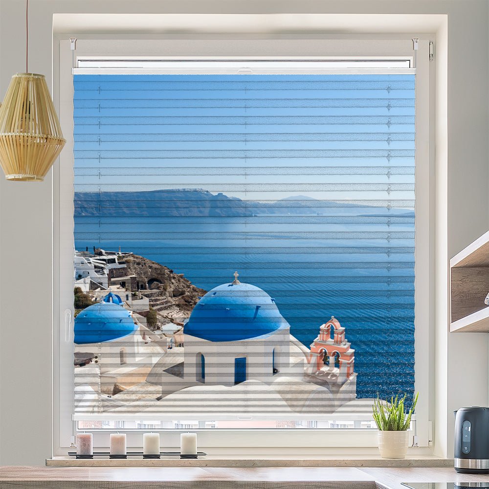 Wabenplissee Motiv "Santorini Insel Griechenland" - La-Melle