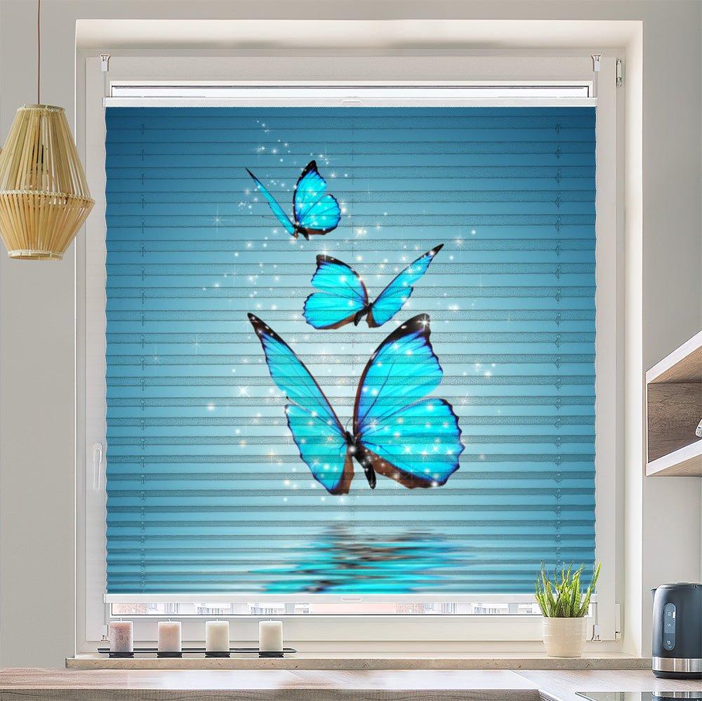 Wabenplissee Motiv "Schmetterlinge Blau Wasser" - La-Melle