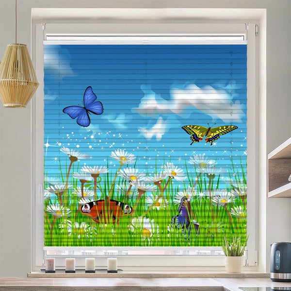 Plissee Motiv "Schmetterlinge Blumenwiese"