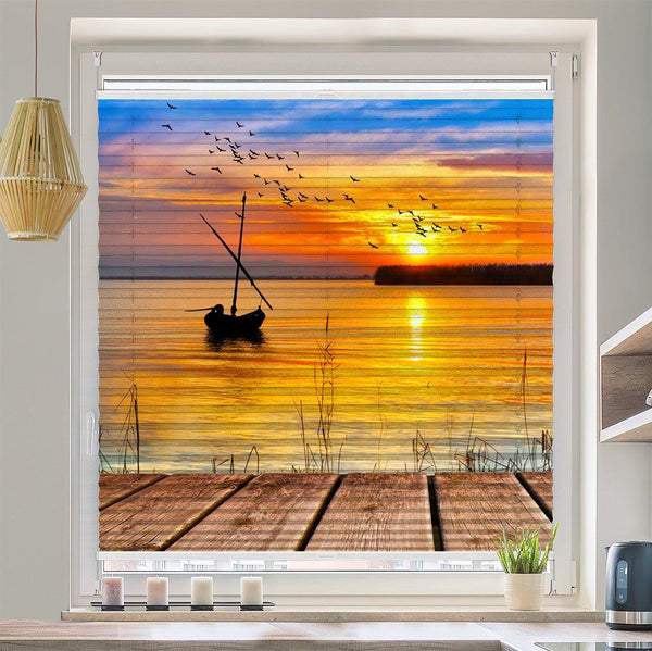 Plissee Motiv "Segelboot Sonnenuntergang"