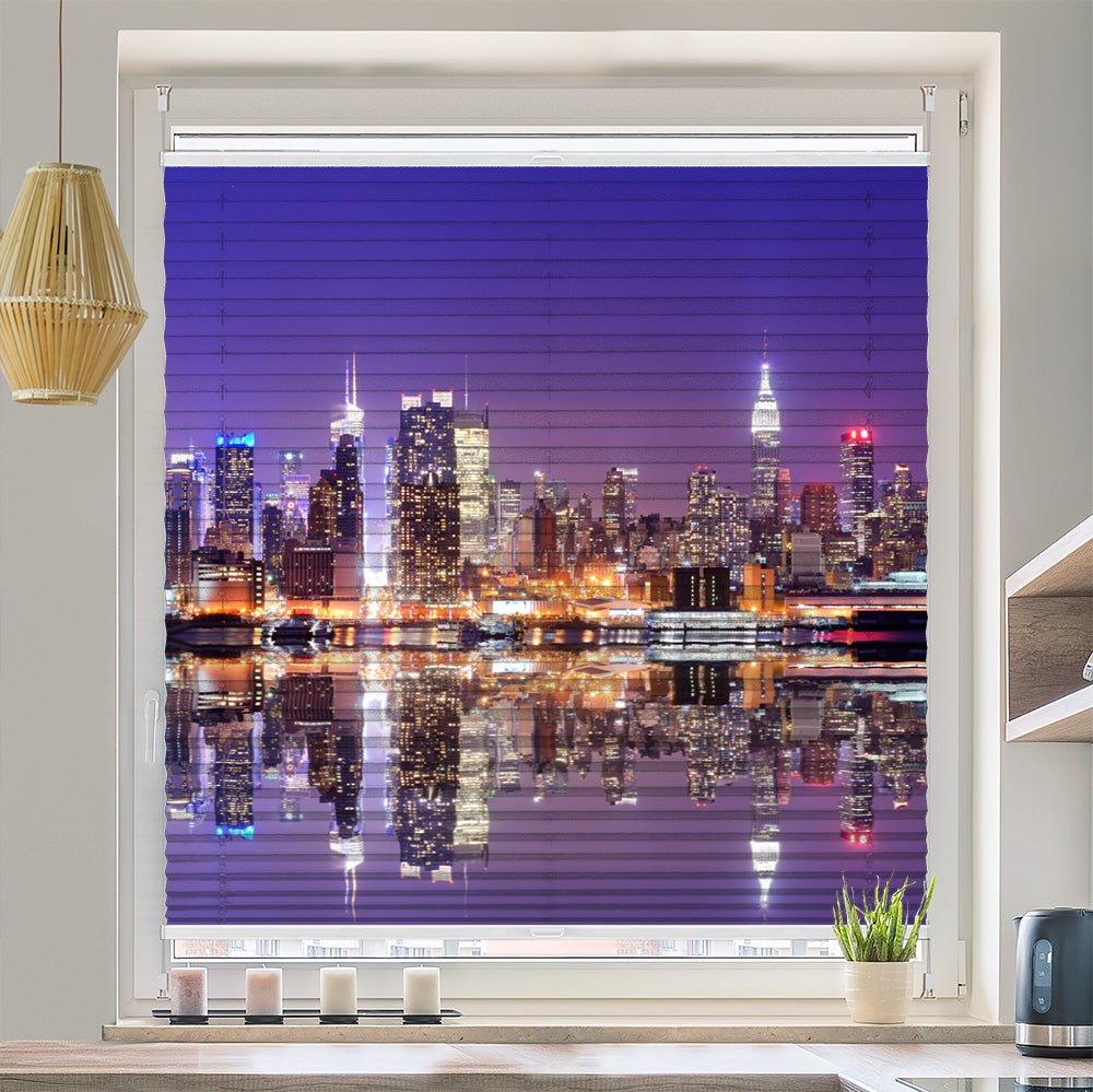 Wabenplissee Motiv "Skyline Manhatten New York Nacht" - La-Melle