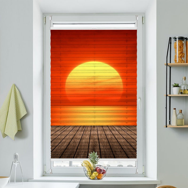 Wabenplissee Motiv "Meer Steg Sonnenuntergang" - La-Melle