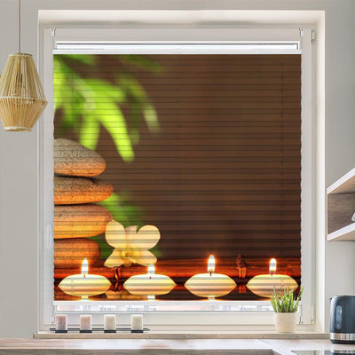 Wabenplissee Motiv Steinturm Kerzen Orchidee - La-Melle