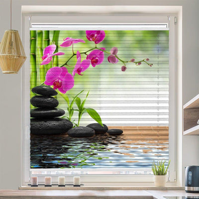 Wabenplissee Motiv Steinturm Wasser Orchideenranke - La-Melle