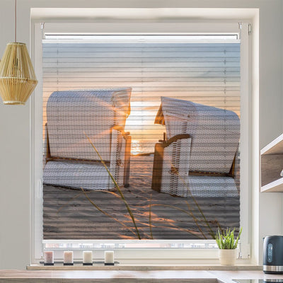 Wabenplissee Motiv Strandkorb Nordsee Meer - La-Melle