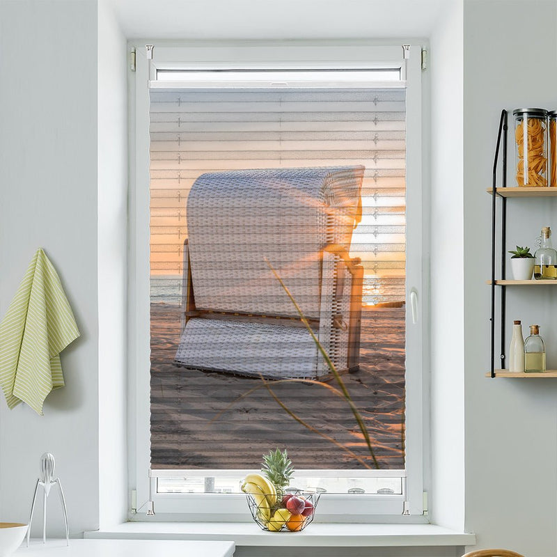 Wabenplissee Motiv "Strandkorb Nordsee Meer" - La-Melle