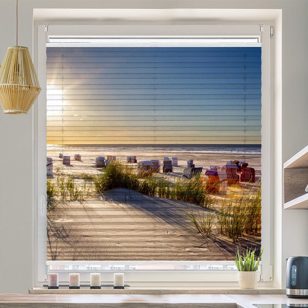 Wabenplissee Motiv "Nordsee Strandkorb Küste"