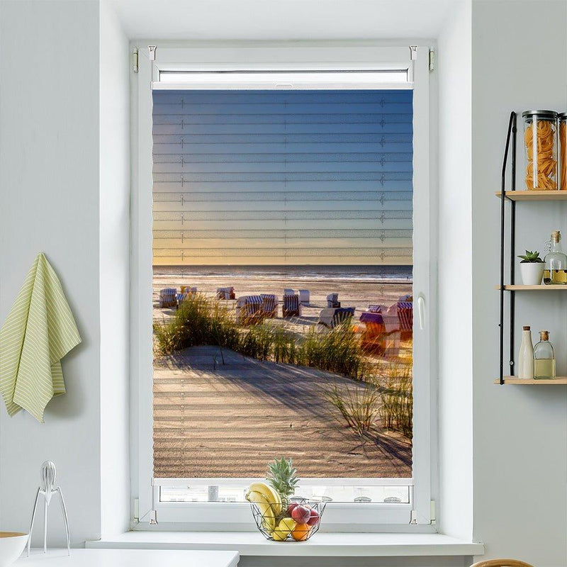 Plissee Motiv "Strandkorb Nordsee" - La-Melle