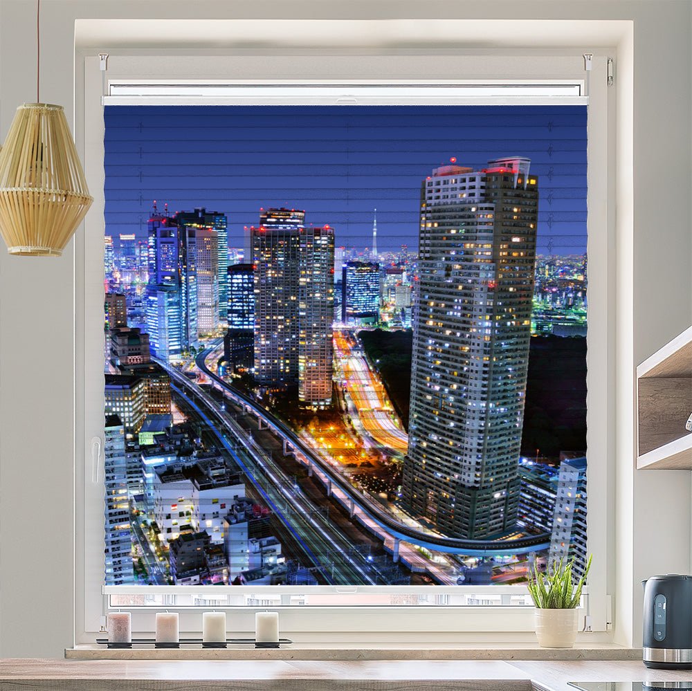 Wabenplissee Motiv "Tokio Skyline Bei Nacht" - La-Melle