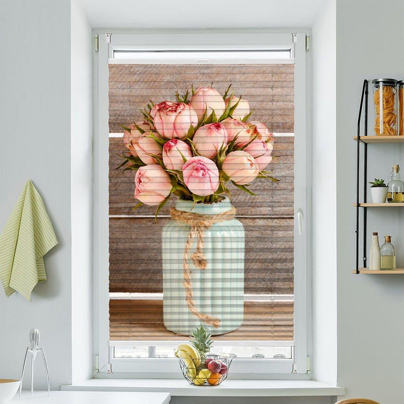 Plissee Motiv "Tulpen Vase Holzwand" - La-Melle