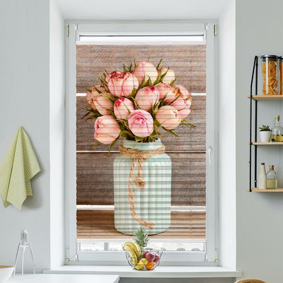 Plissee Motiv Tulpen Vase Holzwand - La-Melle