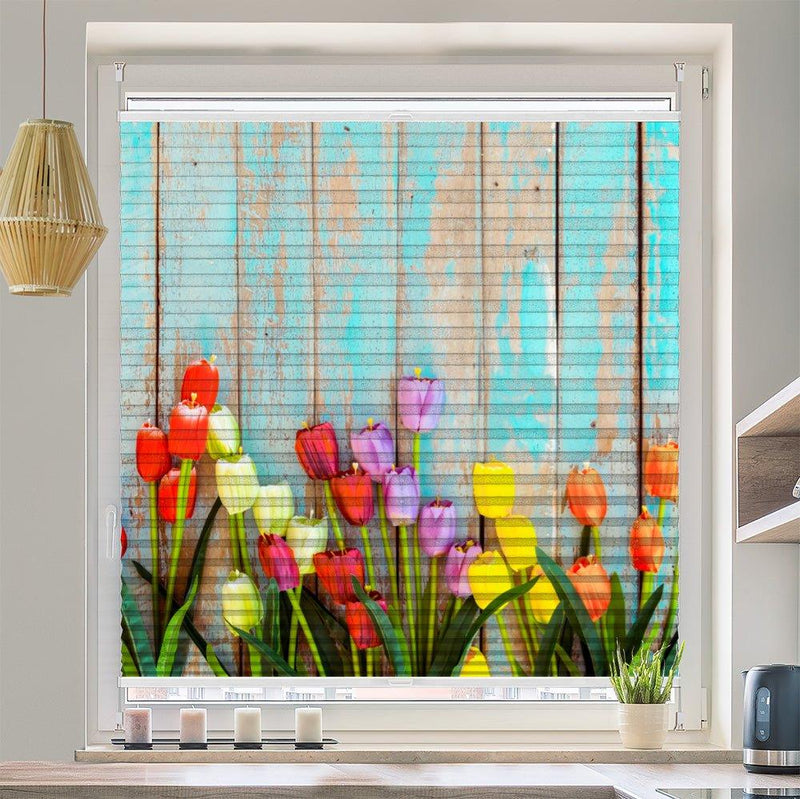 Wabenplissee Motiv "Tulpen Vintage Wand" - La-Melle