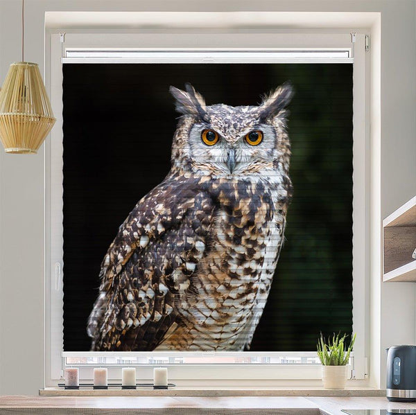 Wabenplissee Motiv "Wald Eule Greifvogel"