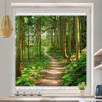 Wabenplissee Motiv Waldweg Fruehling Wald Pfad - La-Melle