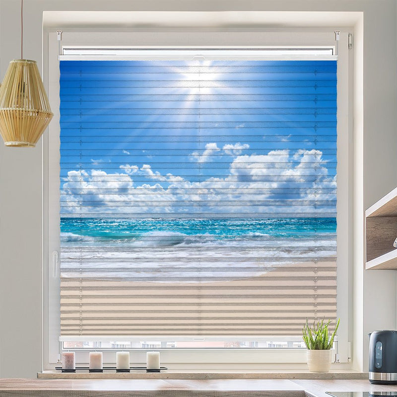 Wabenplissee Motiv "Sonne Strand Meer" - La-Melle