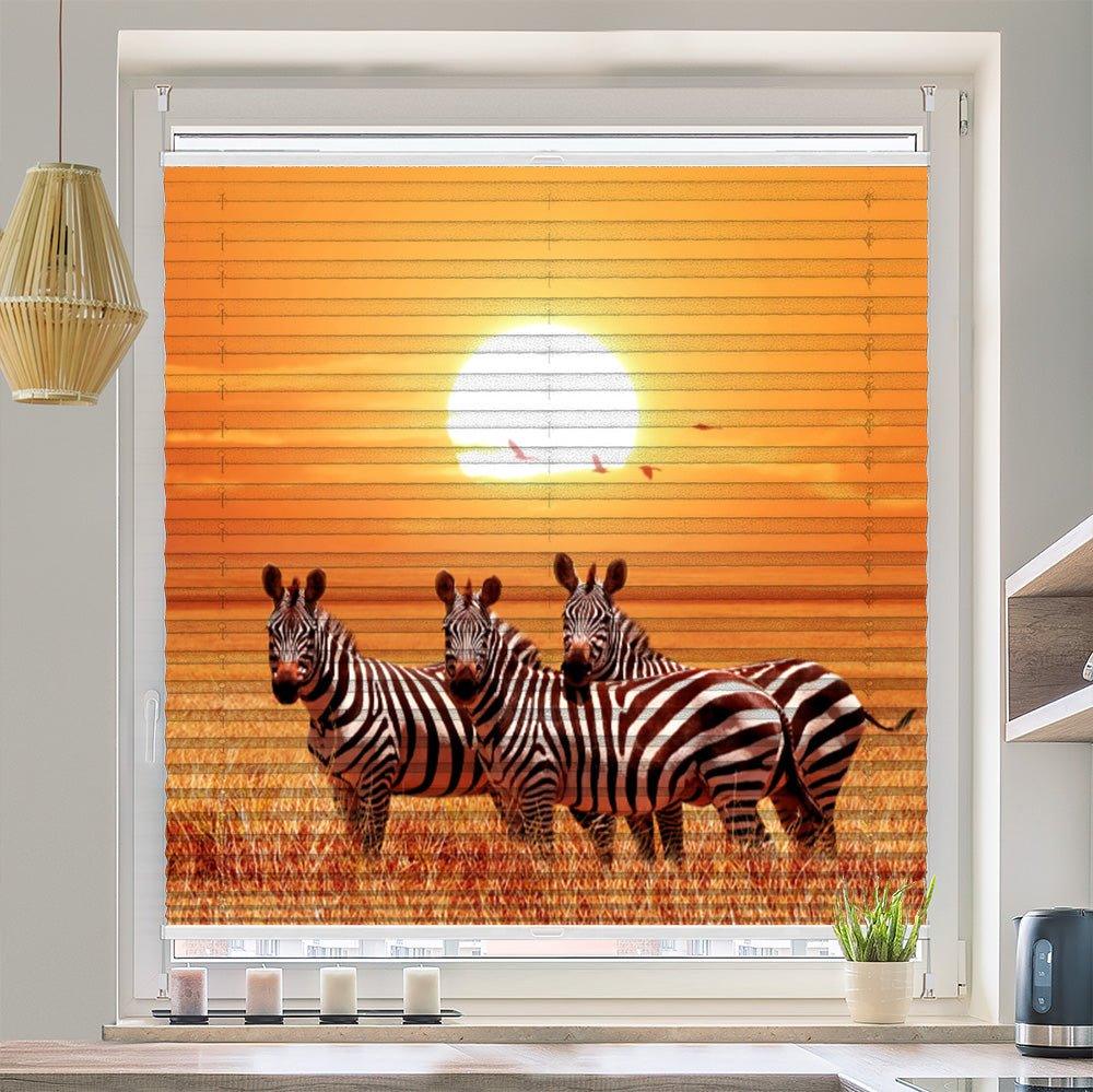 Wabenplissee Motiv "Zebra Sonne Afrika Savanne" - La-Melle