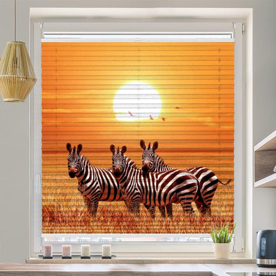 Wabenplissee Motiv Zebra Sonne Afrika Savanne - La-Melle