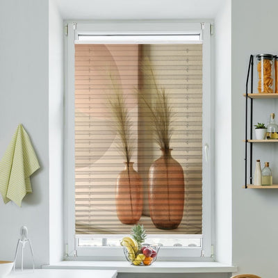 Plissee Motiv 'Blumendekor Vor Weisser Wand' - La-Melle