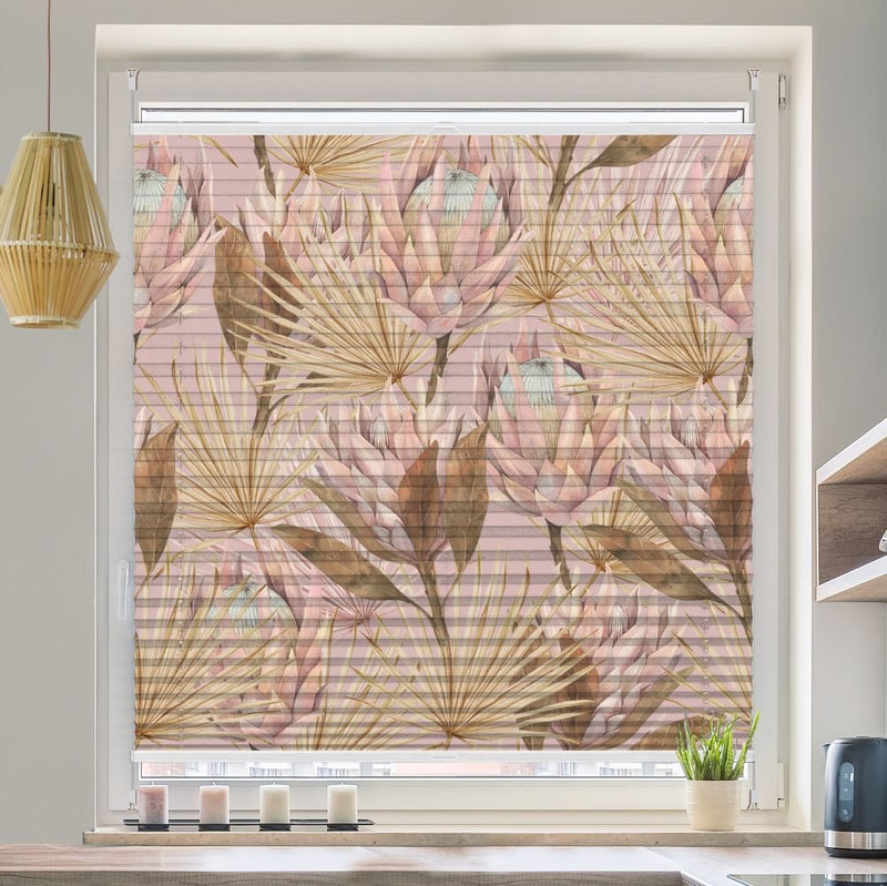 Wabenplissee Motiv 'Palmenblaetter Wasserfarben' - La-Melle