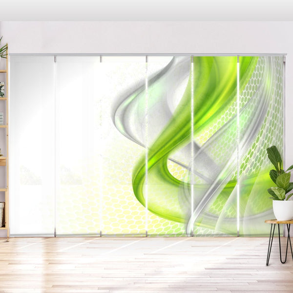 Schiebegardine Motiv "Waves green grey"
