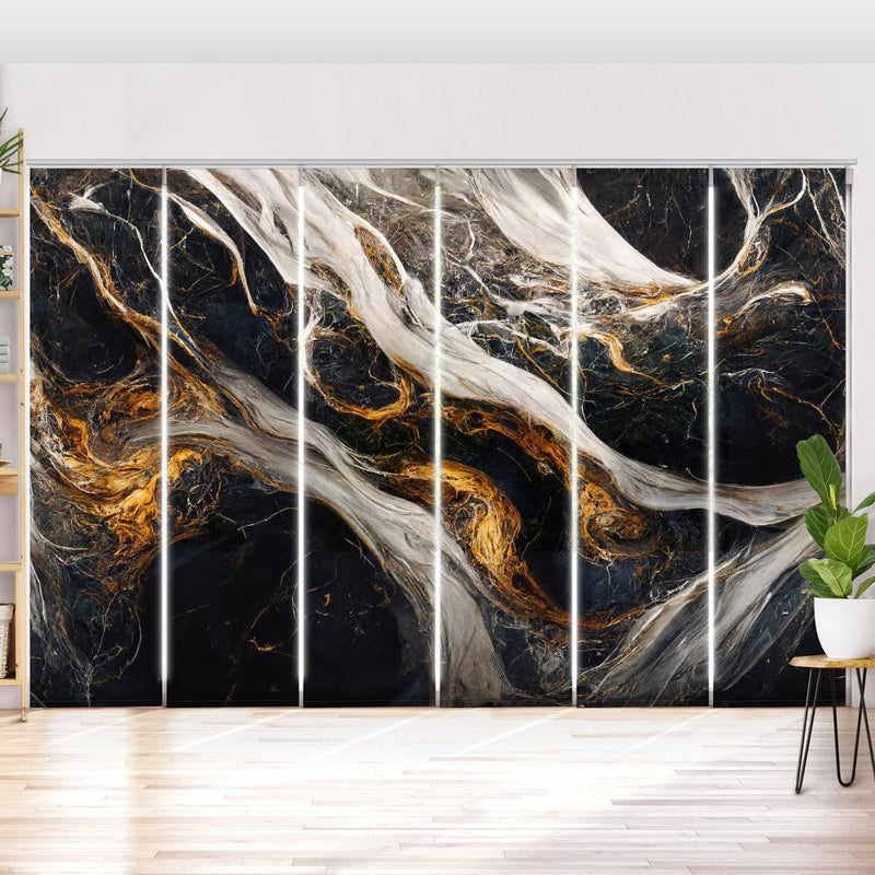 Schiebegardine Motiv "Marmor schwarz gold weiss" - La-Melle