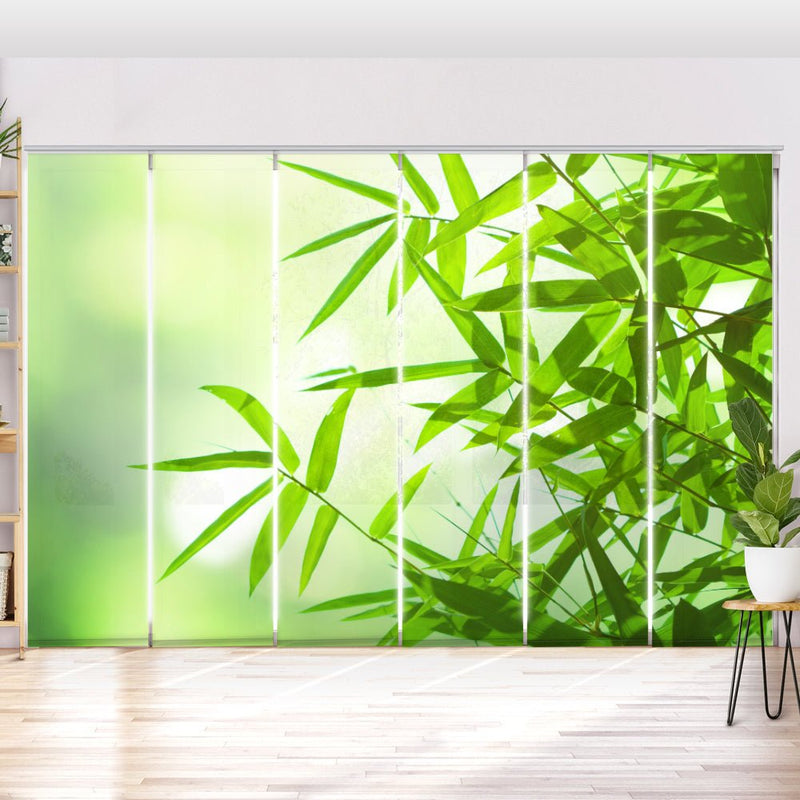 Schiebegardine Motiv "Bambus Blätter von rechts" - La-Melle