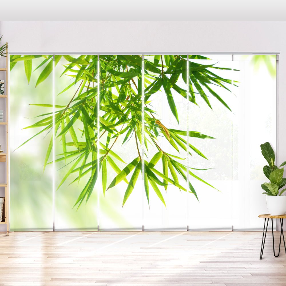 Schiebegardine Motiv "Grüne Bambusblätter von oben" - La-Melle