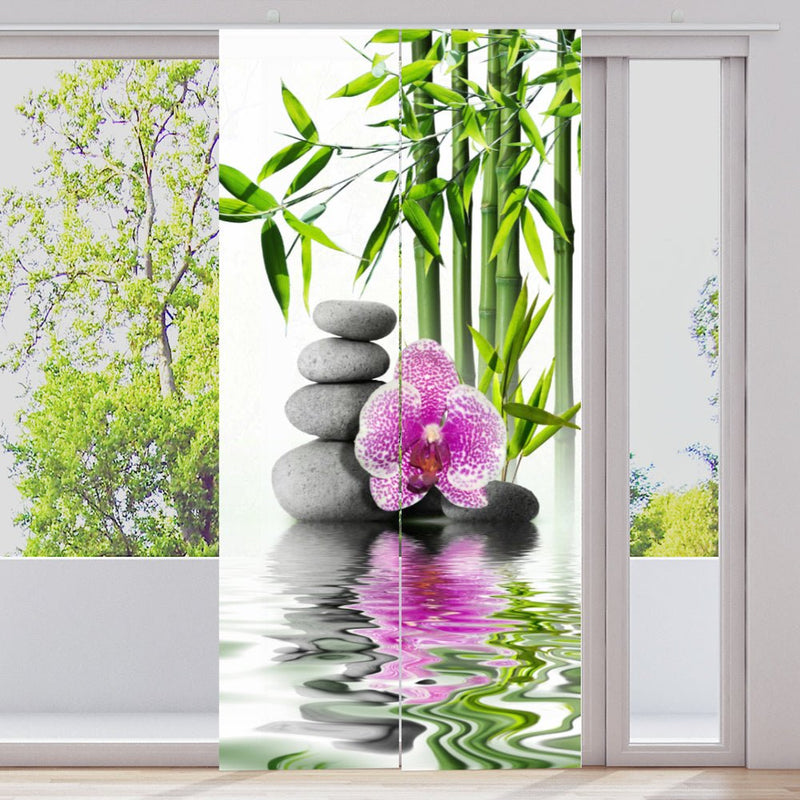 Schiebegardine Motiv "Bambus Orchidee zen stones" - La-Melle