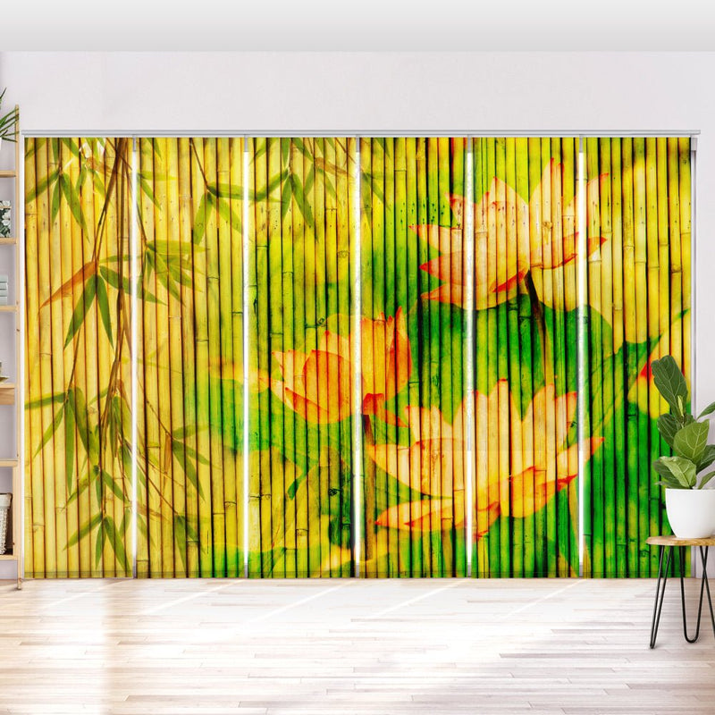 Schiebegardine Motiv "Bambus Seerose gemalt" - La-Melle