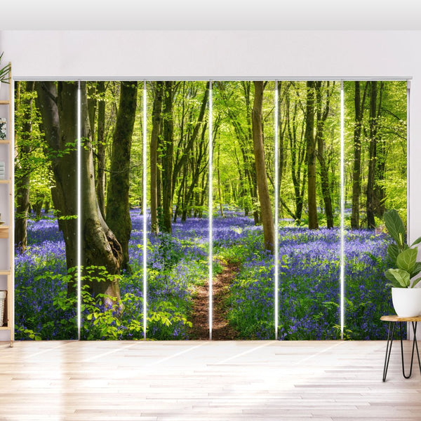 Schiebegardine Motiv "Wald Glockenblumen"