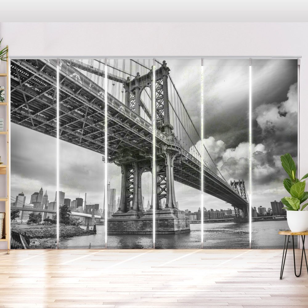 Schiebegardine Motiv "Skyline Brooklyn Bridge Manhatten" - La-Melle