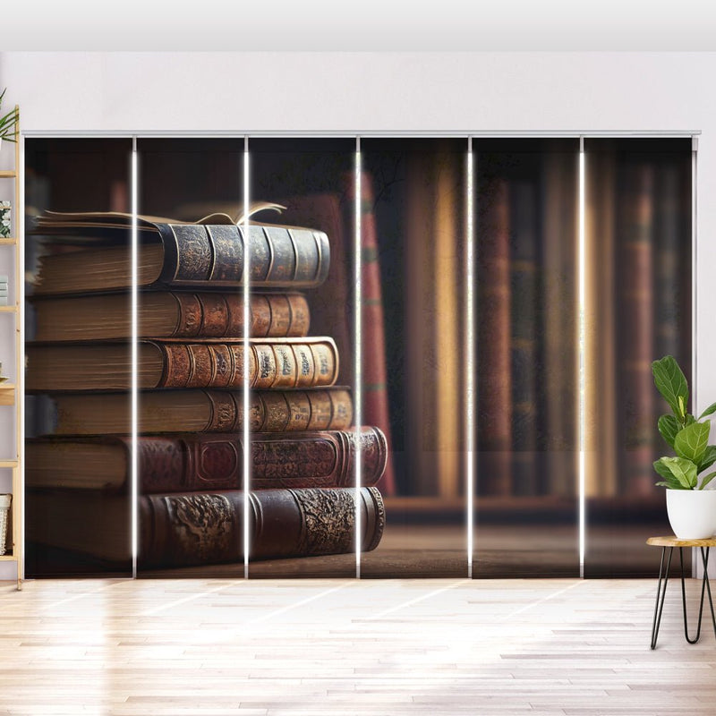 Schiebegardine Motiv "Buchregal vintage" - La-Melle