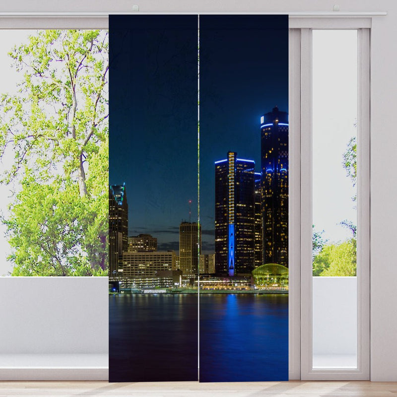 Schiebegardine Motiv "Skyline Detroit Ontario" - La-Melle