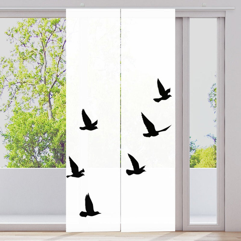 Schiebegardine Motiv "Vögel schwarz abstrakt" - La-Melle